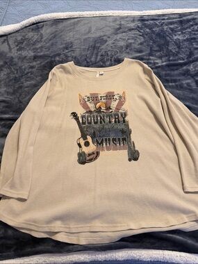 Cato Beige Long Sleeve 'Country Music' Graphic Tee